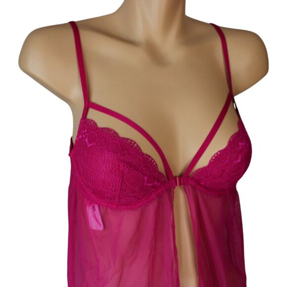 NWT La Senza Negligee Small Hot Pink Front Closure Adjustable Straps n126 - Picture 6 of 13